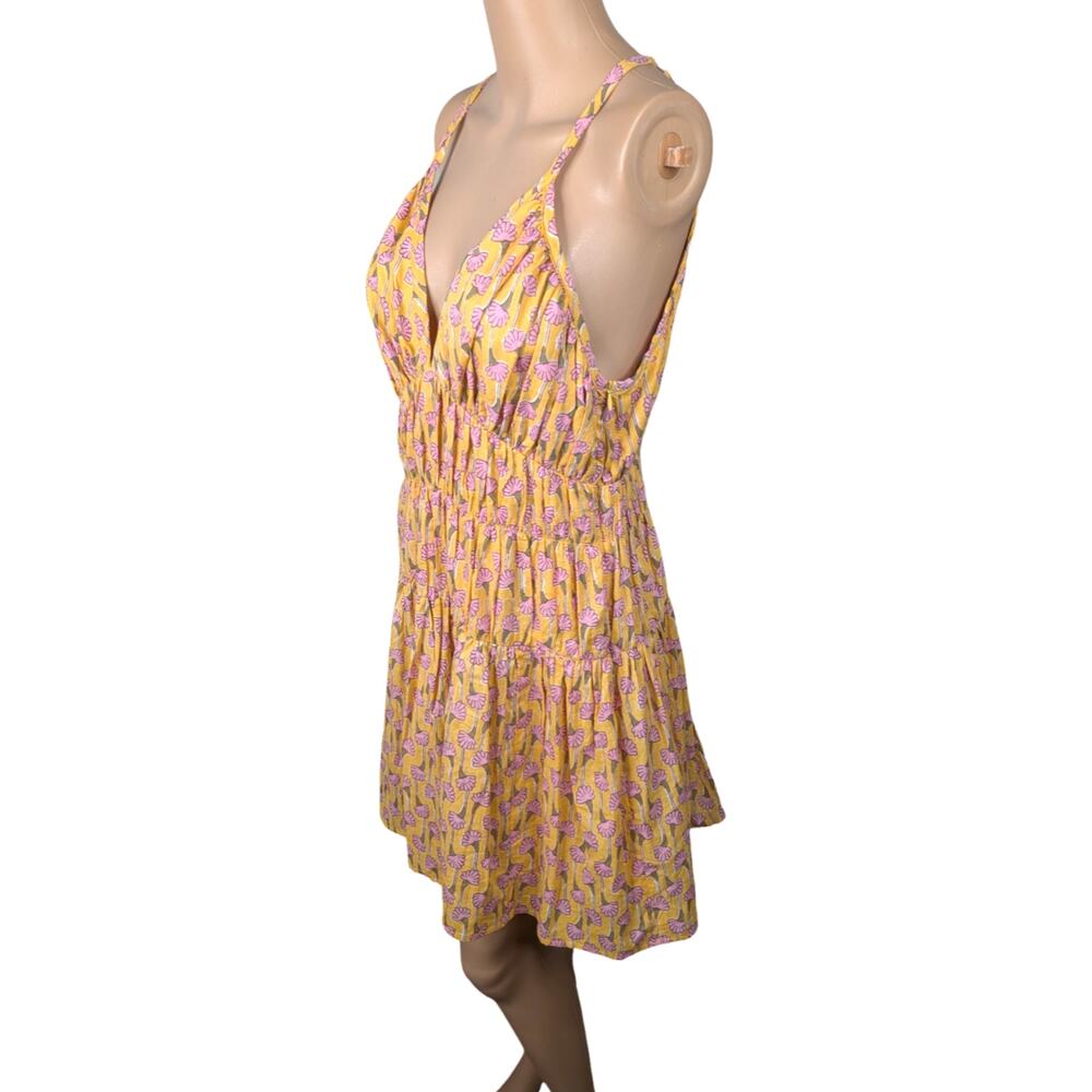 Ciao Lucia Zeta Dress XS Yellow Pink Floral Cotton Empire Waist Smocked Mini NEW - Picture 10 of 14